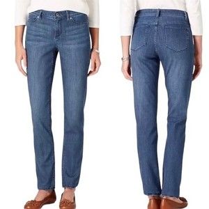 J Jill Tried & True Fit Straight Leg Jeans High Rise Distressed Denim Stretchy